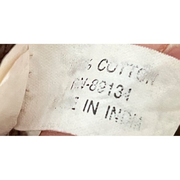 Vtg Cotton Blanket Chocolate Brown Tan Folk Throw Rustic Farmhouse Home Decor - Picture 3 of 9